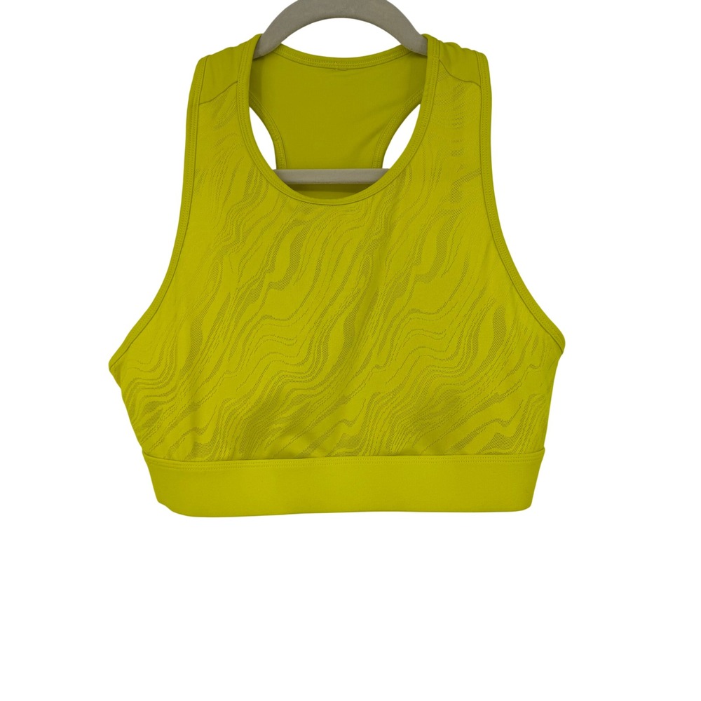 Fabletics Sports Bra Women‎ Medium Yellow Wave Mesh Racerback Crop